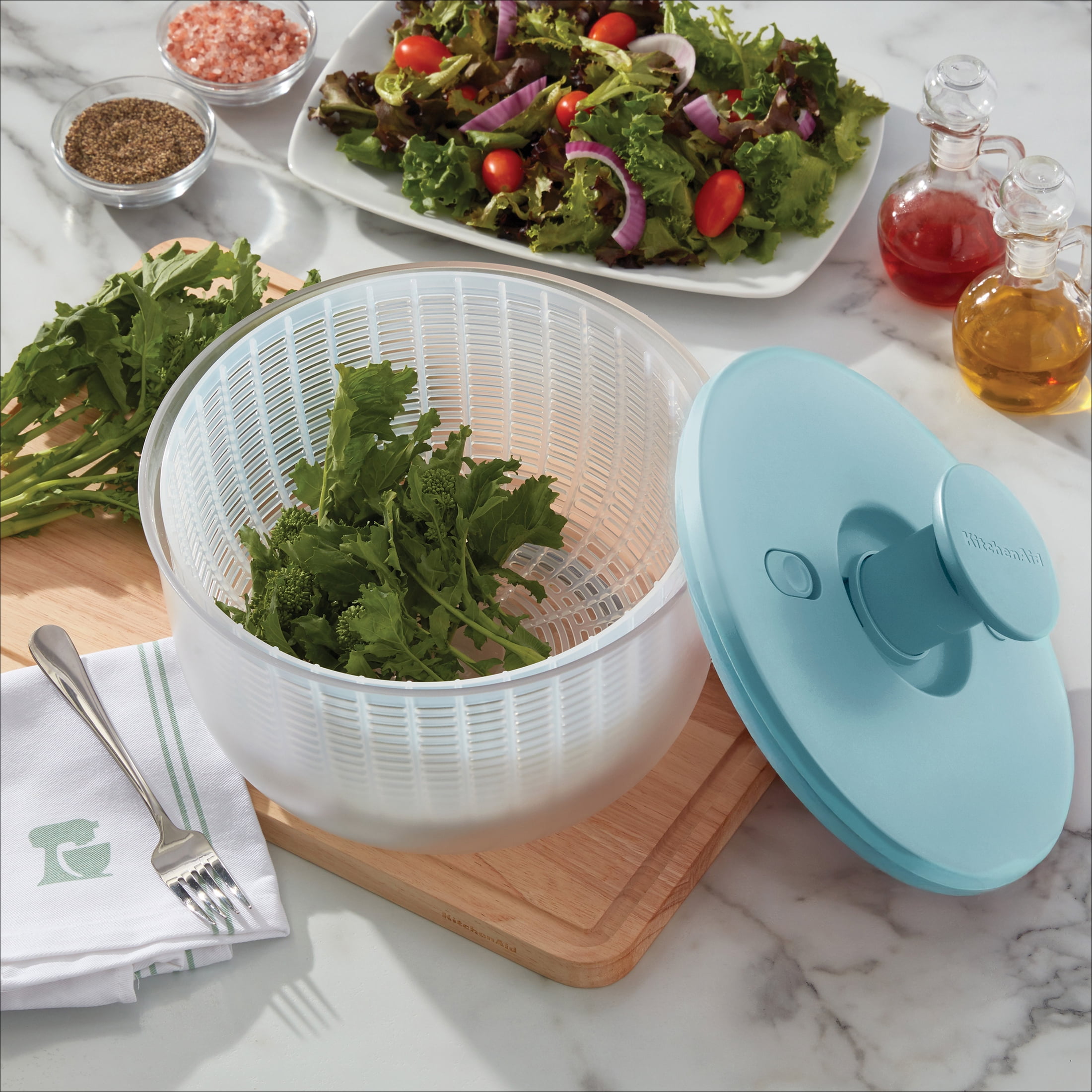 KitchenAid 7.38 qt Pump Salad Spinner and Fruit Washer with Serving Bowl, Mineral Water