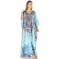 thumbnail image 5 of Sakkas Anahi Flowy Design V Neck Long Caftan Dress / Cover Up With Rhinestone - TRG225-Green - One Size, 5 of 5