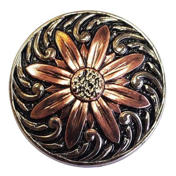 1 1/4 In Hilason Western Horse Floral Screw Back 2 Tone Finishing Tack Headstall Saddle Concho