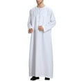 thumbnail image 5 of Christmas! Ohufall Thobe,Robe for Men, Muslim Robe Arab Middle Robe Pattern Long Sleeved Standing Neck Fashion Casual Robe Muslim Clothes for Men, 5 of 9