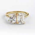 thumbnail image 3 of solitaire jewels 3TCWPea and Emerald Cut Moissanite Toi Et Moi Engagement Ring For Women, 14K Yellow Gold, 3 of 6