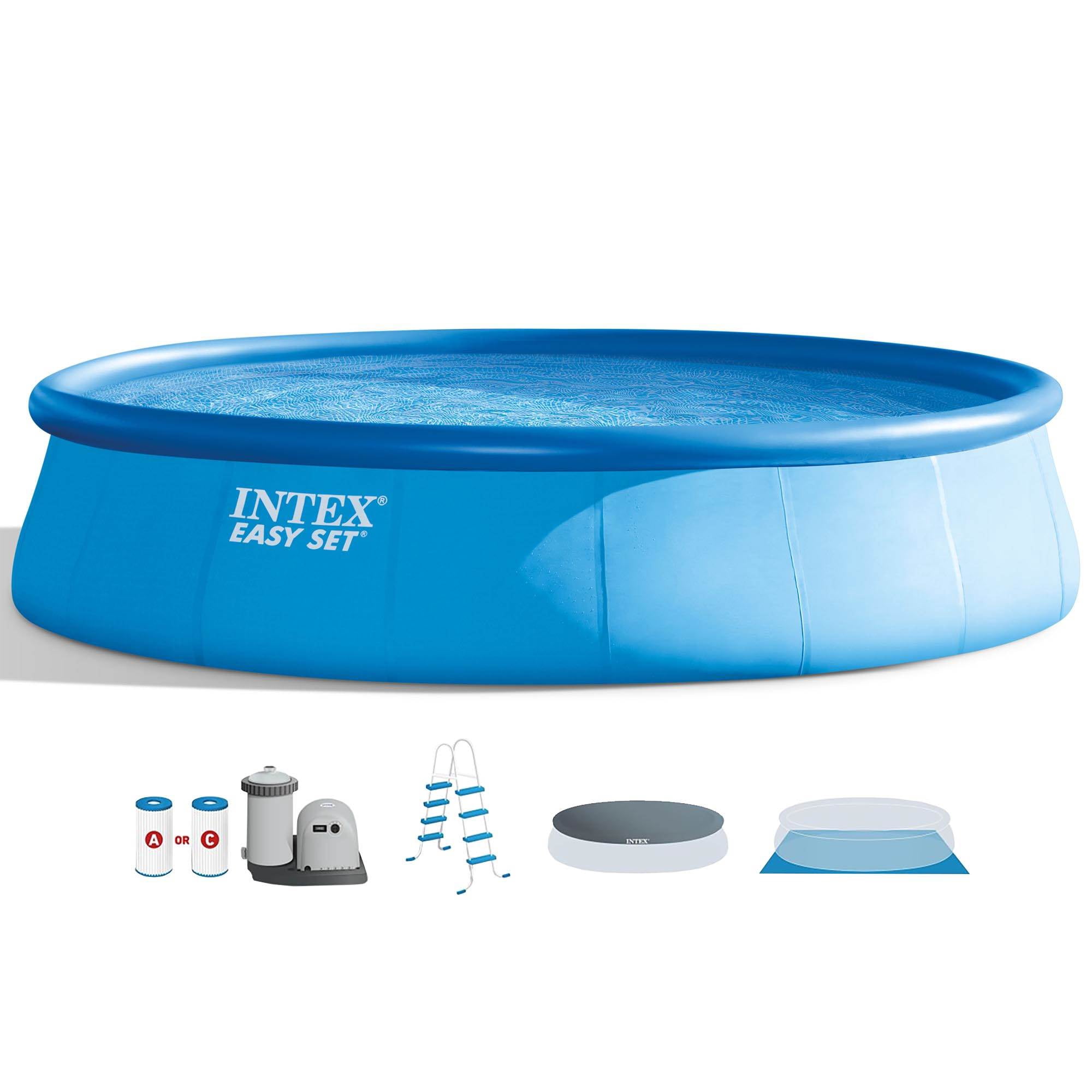 Open Box Intex 18' x 48" Inflatable Round Above Ground Swimming Pool Set