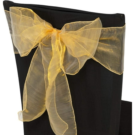 

Trimming Shop 17x280cm Organza Chair Sashes Gold Fuller Bows for Event Decoration 50pcs