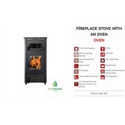 Wood Burning Stove, Superior Cast Iron, Black Modern Indoor Winter Heater, Cooking with Oven, High Efficiency