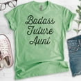 thumbnail image 2 of Badass Future Aunt Shirt, Unisex Women's Shirt, Badass Aunt Shirt, New Aunt Shirt, New Aunty Shirt, Heather Apple Green, 3X-Large, 2 of 6