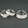 thumbnail image 4 of Bluebell Jewels 14K White Gold Fn CZ Wedding Trio His Her Bridal Band Ring Set, 4 of 5