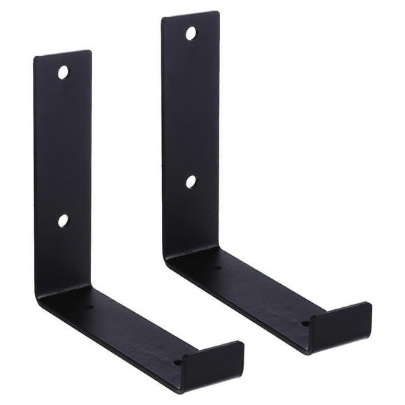 Floating Shelf Brackets Wrought Iron Wall Mounted Bracket for Wood Shelf Black Metal Support Heavy Weight 2Pcs