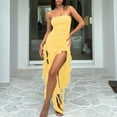 thumbnail image 6 of Sakmal Sexy Womens Dresses Spring Bodycon Sheath Mini Yellow Dress Asymmetrical Hem Dresses for Women, 6 of 8