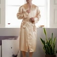 thumbnail image 2 of TBWNWG Mens Lightweight Long Sleeve Kimono Robe Cardigan Imitation Silk Nightshirt Summer Loungewear Home Wear Comfortable Pajamas,Size XL, 2 of 5
