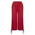 thumbnail image 4 of Owordtank Womens Loose Trouser with Pockets Cotton Casual Baggy Pants, 4 of 8