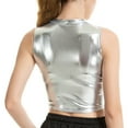 thumbnail image 6 of YONGHS Women Metallic Shiny Sleeveless Crop Top Ladies T-Shirt Vest S-XXL Silver A XXL, 6 of 6