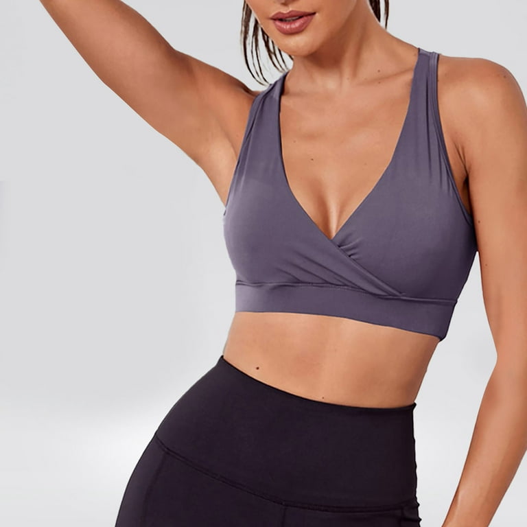 Guzom Sports Brass for Women Comfort Low Support Quick-drying Attive Bras  Yoga Fitness Braslettes Clearance- Purple Size L
