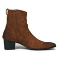 thumbnail image 3 of OSSTONE Dress Boots Chelsea Designer Boots for Men Zipper-up Leather Casual Heel Shoes JY002-Brown-Suede-7 Suede Brown, 3 of 6