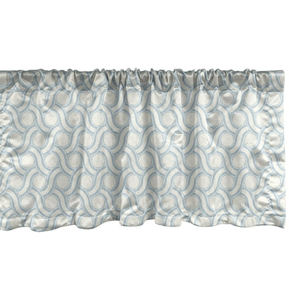 Ambesonne Ivory and Blue Window Valance, Circles Wavy Stripes, 54" X 18", Bluegrey and Ivory