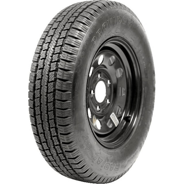 Taskmaster ST225 x 75R15 Trailer Tire | Radial Construction, Load Range E, 2 Piece Welded Steel, Black