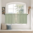 thumbnail image 3 of Sage Green Beige Striped Tier Curtains, Modern Farmhouse Retro Lines Light Filtering Kitchen Curtains, 2Pcs Rod Pocket Half Window Treatments Panels for Sink Cafe Cabinet Camper 27.5x36 Inches, 3 of 9