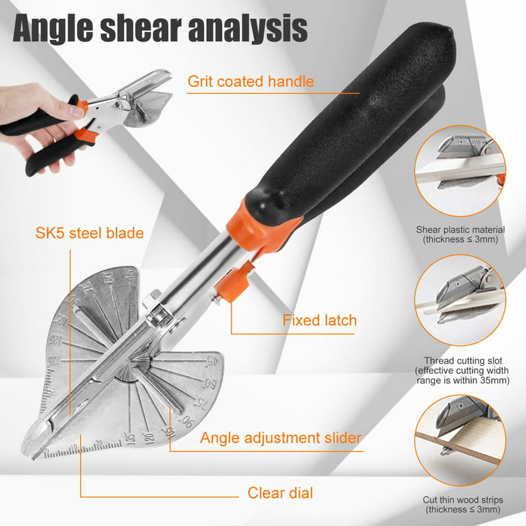 Cutting tools, Multi Angle Miter Shear Cutter Cuts 45 to 135 Degree Miter  Snips Cutting Tool,Best Utility scissors (Miter shears)
