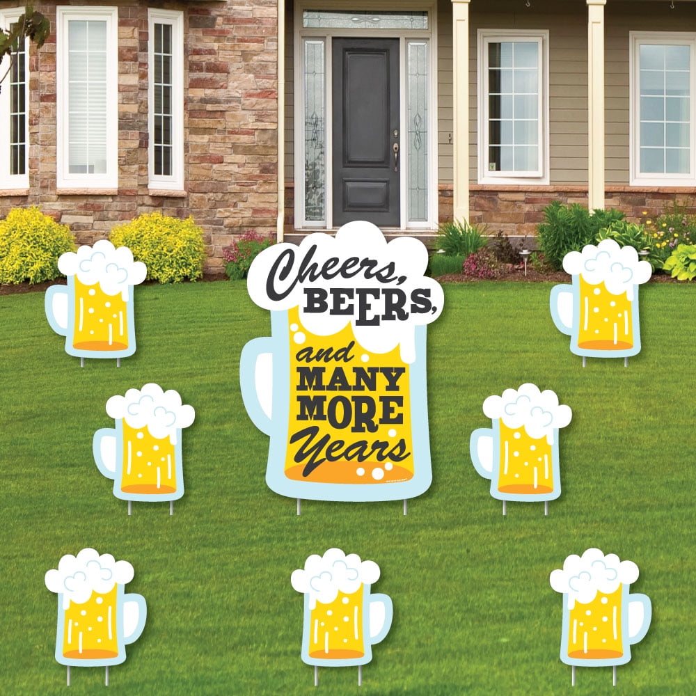 Funny Prank Cheers, Beers, and Many More Years Yard Sign and Outdoor