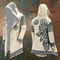 thumbnail image 2 of Mens Mid Length Knit Hoodie Cardigan With Print No Zipper No Buttons Clothes, 2 of 4