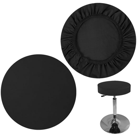 Topboutique Bar Stool Covers,2 Pcs Round Stool Cushion Covers,High Elastic Circle Stool Cover,Stretchable Round Seat Slipcovers for Home,Bar,Hotel,for Diameter 10-14 inch Cushion,Washable,Black