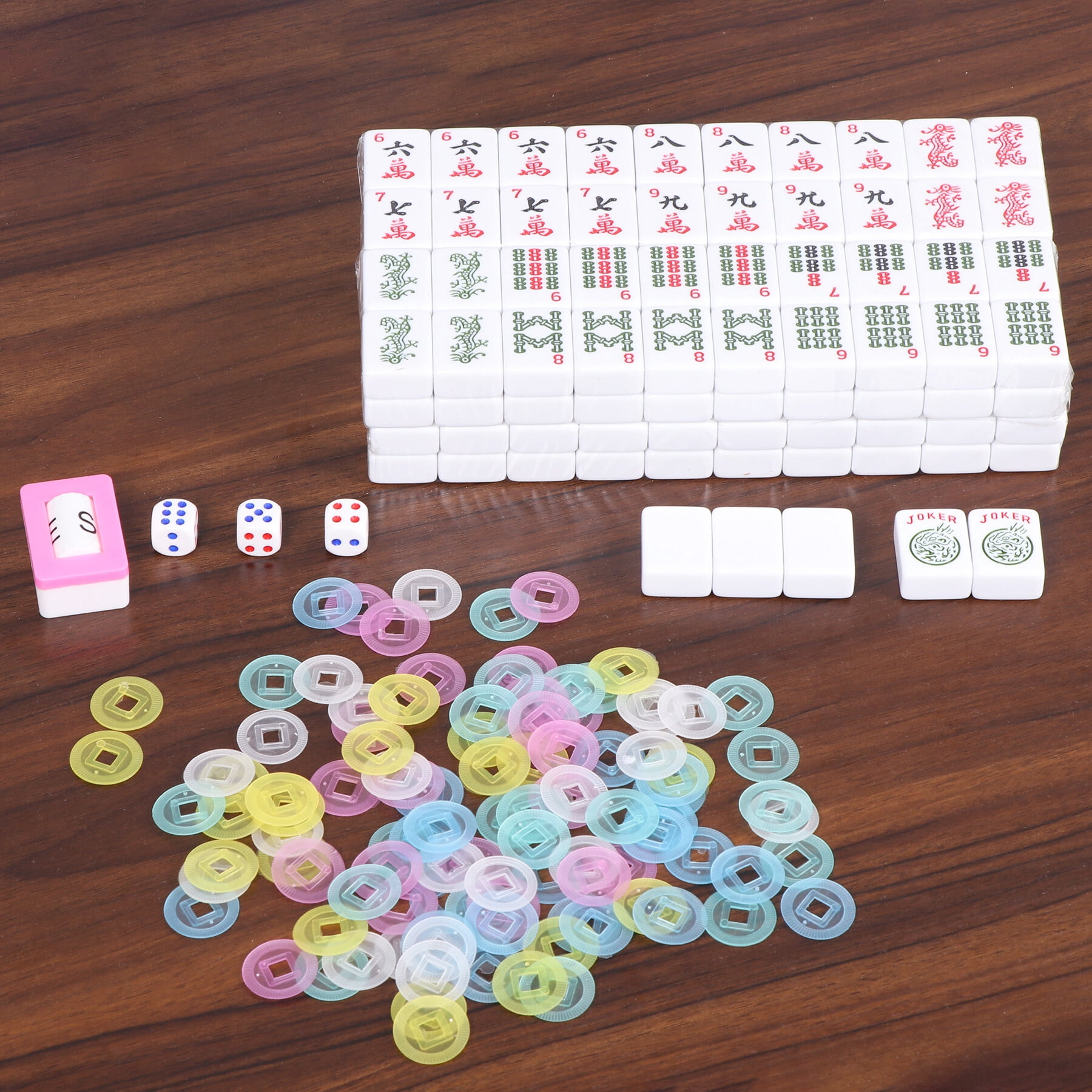 ZENY American Mahjong Game Set, 166 Premium White Tiles, 4 All-in-One Racks with Pushers, Mahjong Tile Set with Blue Carrying Bag