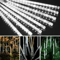 SATRINO Solar Meteor Shower Lights Outdoor, 8 Tube Solar String Lights Outdoor Waterproof for Tree Icicle Garden Yard Party Patio Christmas Decor (White)