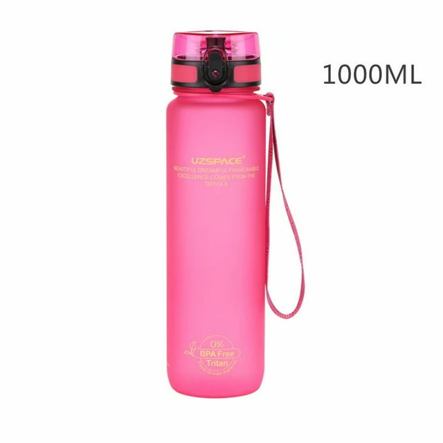 Uzspace Salles de Sport Écoles Bouteille d'Eau Tritan Sans BPA Randonnée Cyclisme Bouteille d'Eau avec Couvercle Rabattable 1L