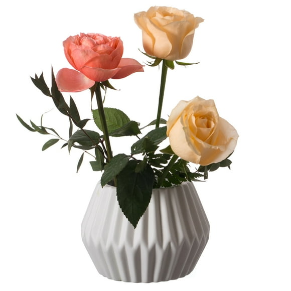 Uniquewise 4-In Geometric White Ceramic Table Vase - Modern Bohemian and Minimalist Decorative Centerpiece for Weddings, Dining & Living Rooms, Offices and Interior Design Accessories
