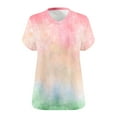 thumbnail image 4 of Fnooota Women's Plus Size T-shirts, Tie Dye V-Neck Workout Casual Short Sleeve Tops Pink Size 3XL, 4 of 4