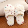 thumbnail image 2 of iOPQO Womens Slippers Fuzzy Slippers Winter Indoor Home Cute Bow Warm Non-Slip Cotton Women's Slipper House Slippers White, 2 of 3