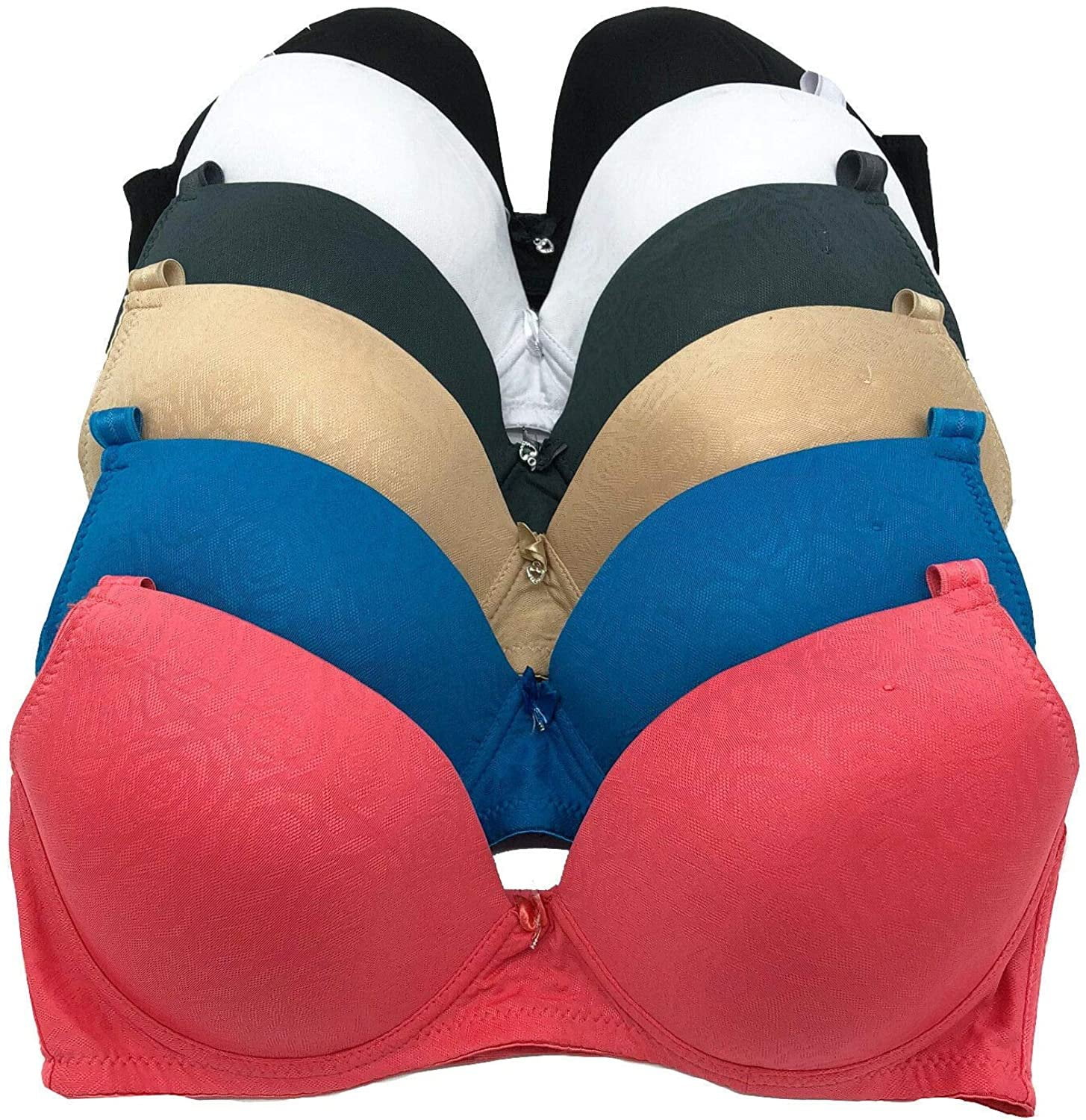 COMFORT FIT FULL CUP BRA BUNDLE 3 PIECES CUP D &DD PUSH UP LIGHT PADDED  3 HOOKS 