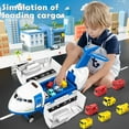 thumbnail image 4 of Airplane Toy,Transport Cargo Airplane Toys Music and Airplane Car Toy Play Set, with Vehicle Car Toy 1 Map 1 Barricade for 3+ Blue, 4 of 6