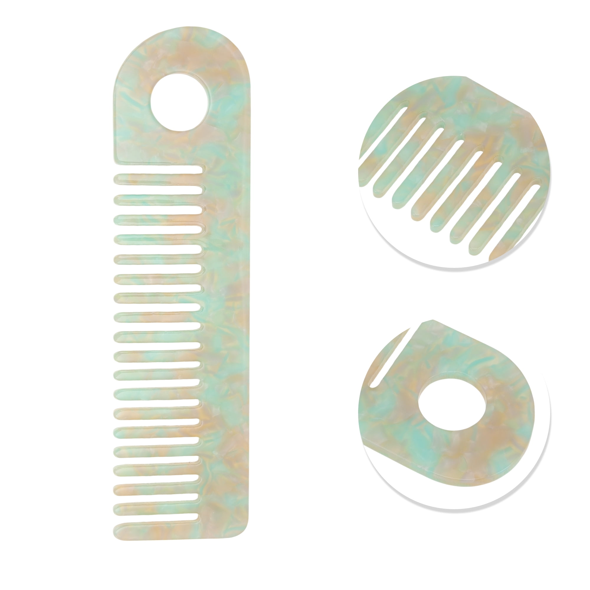 Unique Bargains 1 Pc Exquisite Marble Pattern Hair Comb for All Hair Types Cyan Blue