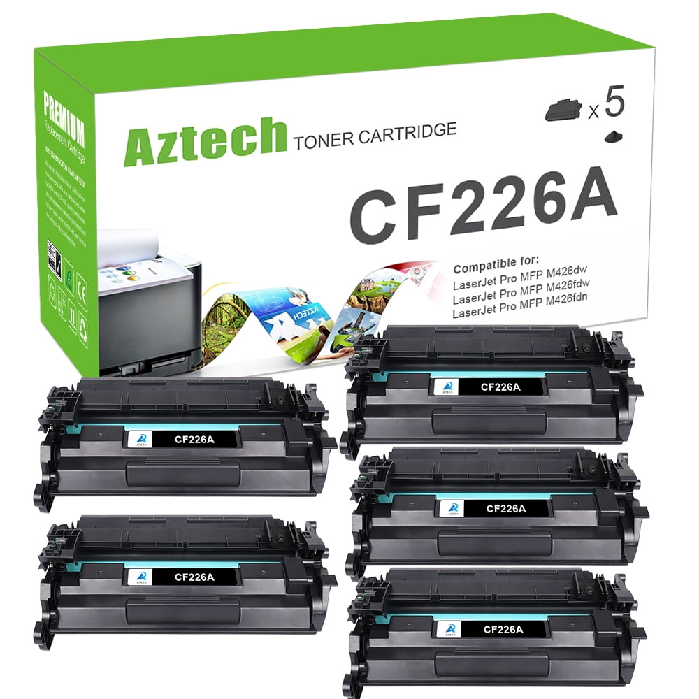 A AZTECH 5-Pack Compatible Cartridge with Chip HP CF226A 26A LaserJet MFP M426fdw M426fdn M402dn M402n M402d M402dw Printer (Black) - Walmart.com