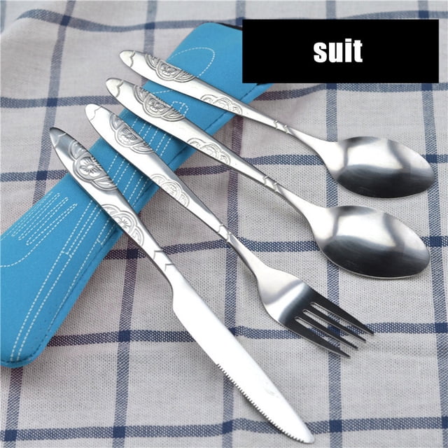 Buy 2 Get 3! 4 Pcs Stainless Steel Knifes Fork Spoon Family Travel Camping Cutlery Eyeful