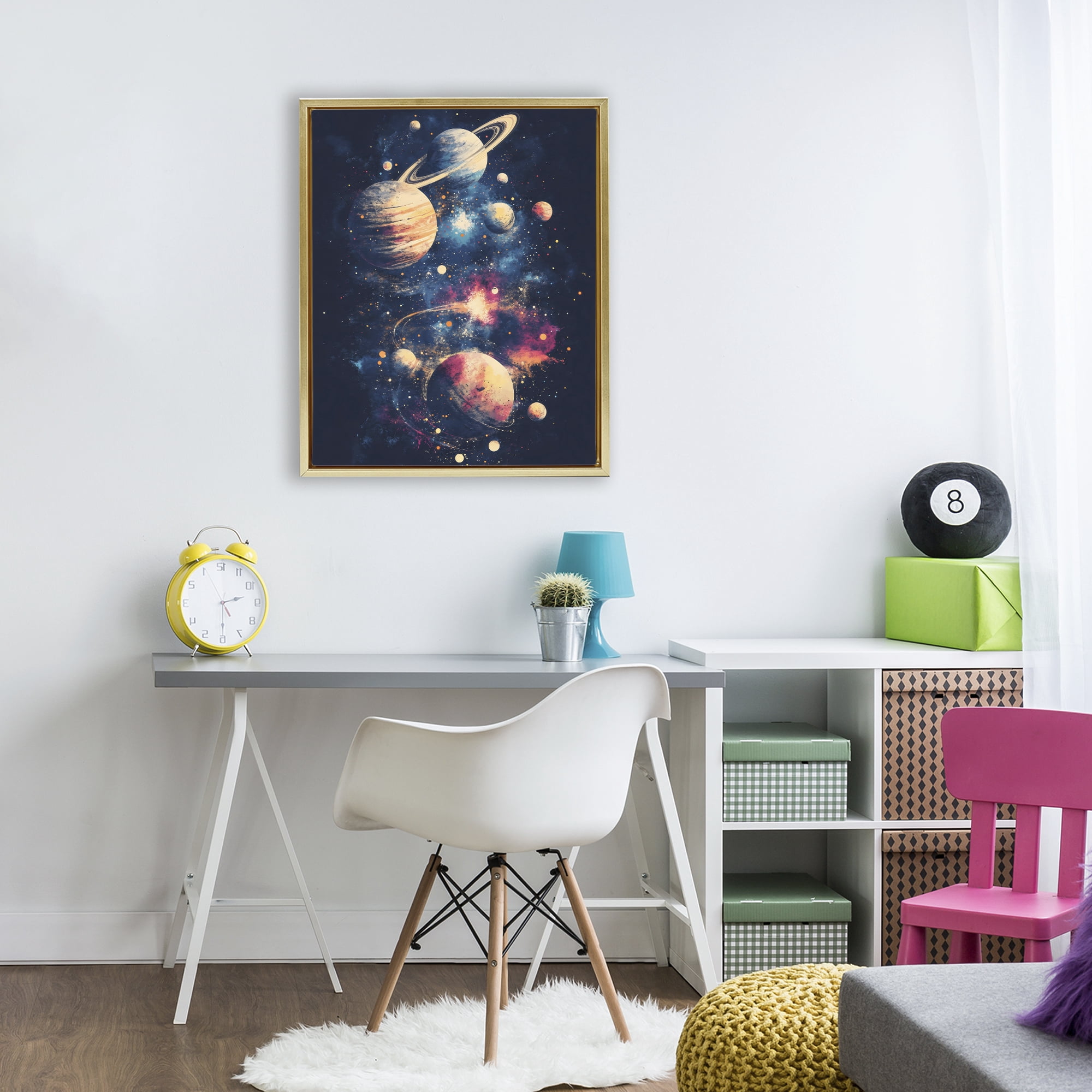 Stupell Industries Cosmic Planet Curiosities Gold Framed Floater Canvas Wall Art, design by Creative Studio