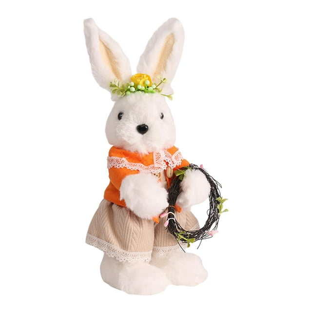 Muñeco de conejo de Pascua de peluche Regalos de Pascua Conejo de Pascua de pie de dibujos animados Conejo de Pascua 12cmx9cmx26cm