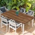 thumbnail image 2 of Brown Wooden Board Table Cloths for 6 Foot Rectangle Tables, Simple Vintage Country Wood Grain Patio Waterproof Elastic Fitted Tablecloths, Washable Rectangular Table Cover for Camping, 2 of 8