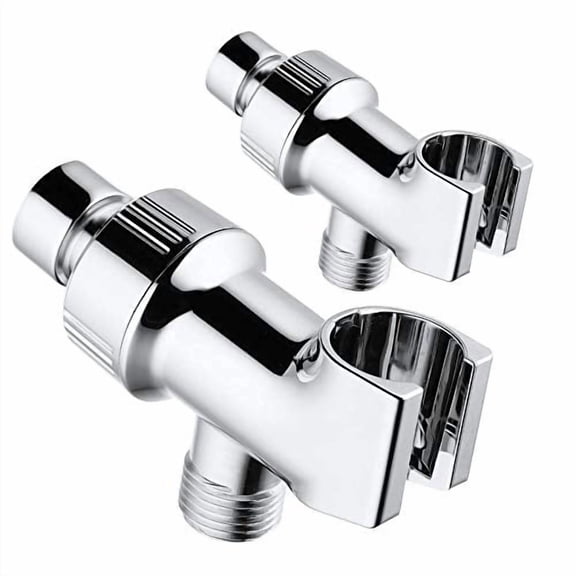 2PCS Universal Shower Head Holder,Adjustable Arm Mount Bracket,Brass Swivel Ball Adapter - Chrome