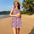 thumbnail image 3 of Fotbe Yellow Lemon And Orange Vestido de Verano sin Mangas para Mujer – Vestido Midi Línea A, Estilo Camiseta Floral, Vestido Playero Casual y Fluido, 3 of 7