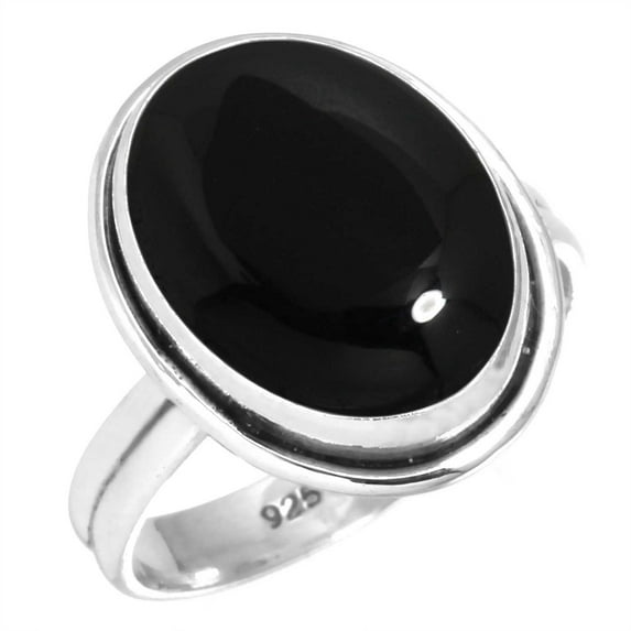 925 Silver Ring For Women - Girls Genuine Black Onyx Stone Silver Ring Size 5.5 July Birthstone Simple Silver Ring Size 5.5 Gift For Women On Engagement 925 Silver Jewelry With Gemstone