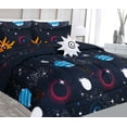 thumbnail image 1 of Edredón tamaño twin de 6 piezas para niños, niño y niña, diseño estampado, juego de cama en bolsa con fundas, sábana/sábana ajustable, edredón y almohada de juguete, espacio n.° 2, planetas, ropa de, 1 of 3