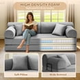 thumbnail image 4 of Timbernest 78.7" Convertible Sleeper Sofa Bed, Corduroy Boneless Sofa with 2 Pillows, Floor Sofa Lounge Couch for Living Room, Light Gray, 4 of 10