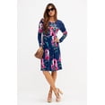 thumbnail image 2 of DEVOPS Women's Casual Long Sleeve Empire Waist Loose Dress with Pockets (X-Small, Floral Navy Blue), 2 of 6