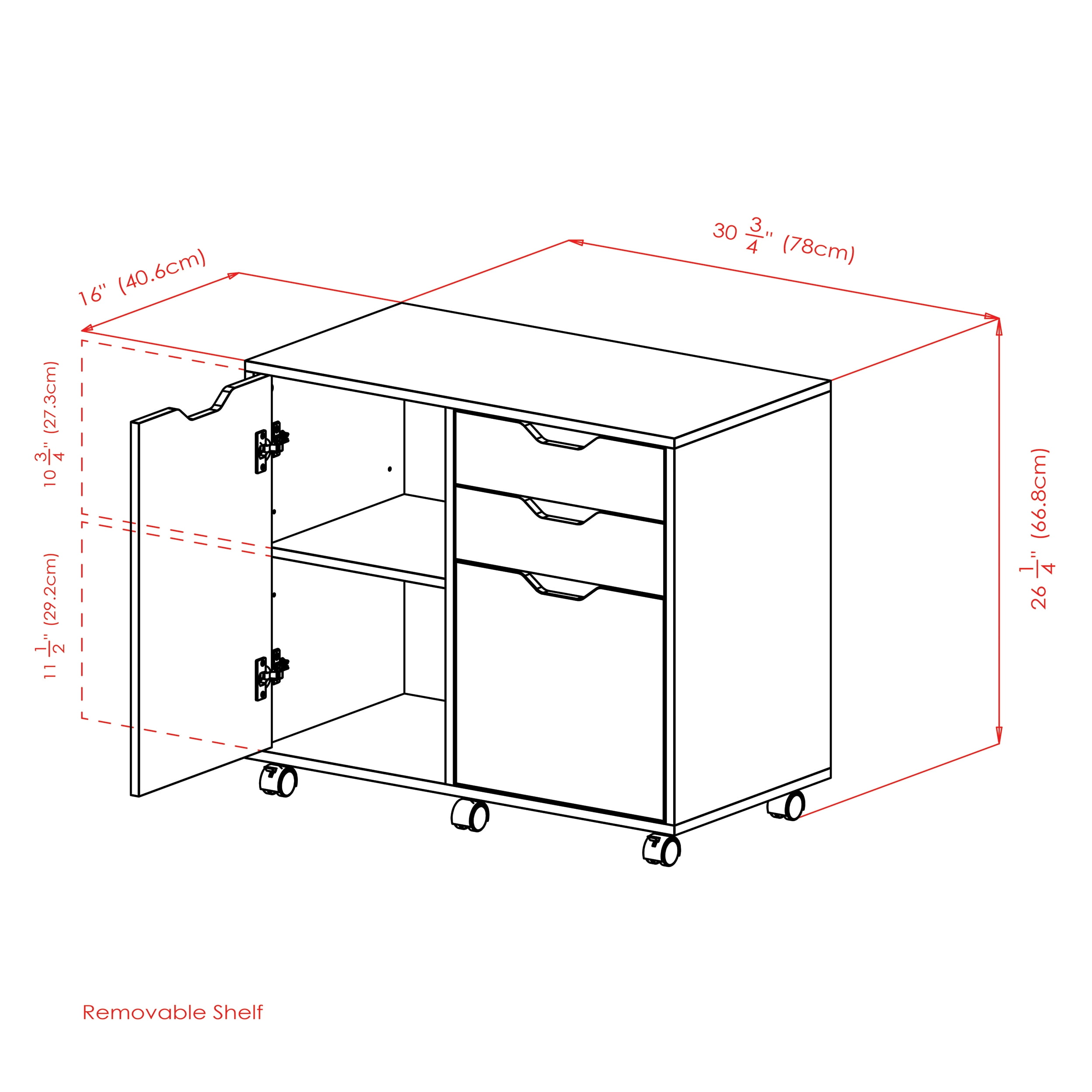 Winsome Halifax 2-Section Mobile Filing Cabinet 20431, Black Finish