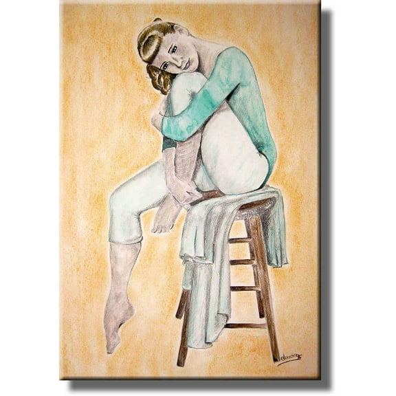 Ballet Dancer Sitting Picture on Stretched Canvas, Wall Art D?cor, Ready to Hang