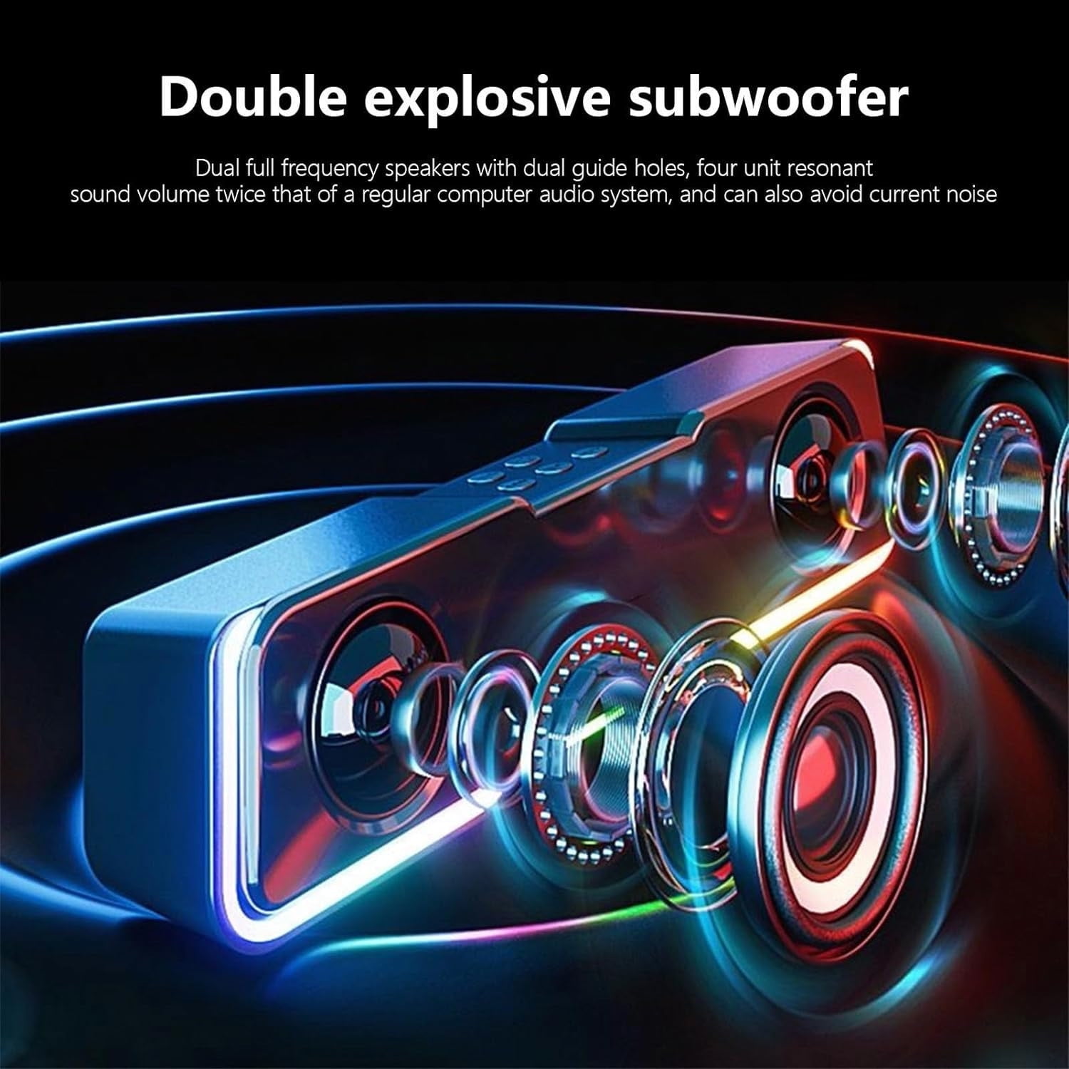 2 Pcs Colorful Bluetooth Speaker with Upgraded Subwoofer HiFi Surround Sound 4-Unit Audio for Home Theater TV Karaoke Portable Wireless LED Light