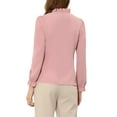 thumbnail image 3 of INSPIRE CHIC Women's Elegant Long Sleeve Blouse Ruffle Tie Neck Business Work Top L Pink, 3 of 7