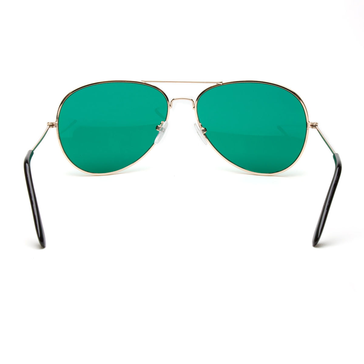 Green Tinted Lenses Silver Metal Aviator Sunglasses 70s Retro Pilot Cop Fashion