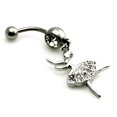 thumbnail image 1 of 14g (1.6mm) Stainless Steel Dancing Ballerina CZ Dangle Dangle Belly Ring Navel Piercing Body Jewelry, 1 of 2